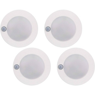 Tesler 7" White Motion Sensor 15W LED Junction Box Disk Light 4 Pack