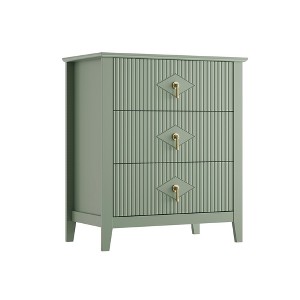 Fluted Dresser for Bedroom, 3-Drawer Wood Dresser Nightstand for Bedroom - 1 of 4