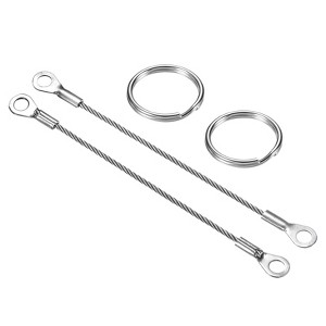 Unique Bargains Stainless Steel Retractable Thin Lanyard Cables with Key Rings 10 Pcs - 1 of 4