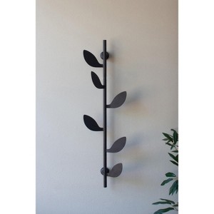 Iron Wall Coat Rack – 23.5" Tall Leaf Design Organizer by Kalalou - 1 of 3