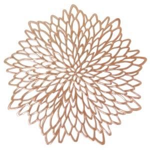 Wrapables Vinyl Metallic Colored Placemats for Weddings, Parties, Special Events (Set of 4), Rose Gold Blossom - 1 of 4