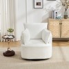 Swivel Accent Chair,Upholstered Swivel Chair with Curved Backrest and Metal Base,Barrel Swivel Chair for Living Room or Bedroom-Koiai - 2 of 4