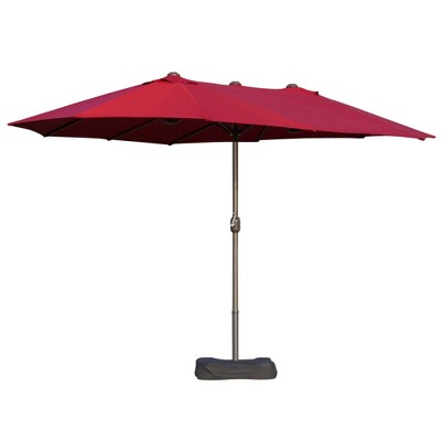 NicBex 15FT Steel Rectangular Double-Sided Patio Umbrella,Patio Umbrella with Base & Crank,Outdoor Market Umbrella for Pool,Garden & Patio