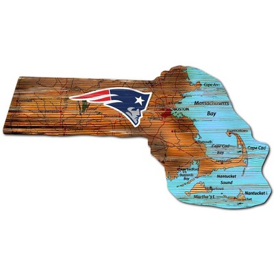 NFL New England Patriots 12" State Map Wood Sign