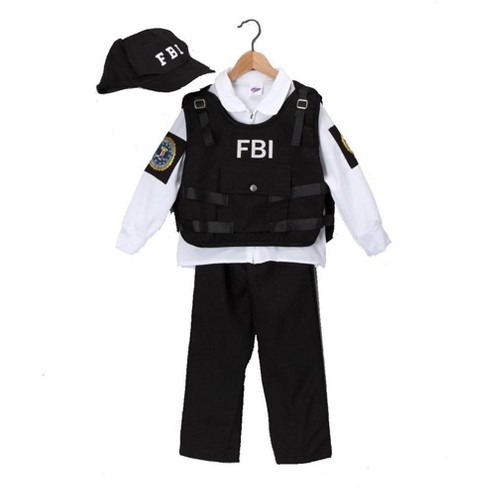 Child Kids SWAT FBI Agent Police Cop Officer Fancy Dress Costume