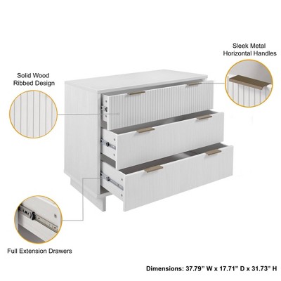 Granville Glam 41'' White Engineered Wood Horizontal Dresser