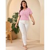 Clearlove Plus Size Shirt for Women Summer Tunic Top Casual Pleated Button Up T-Shirt - 4 of 4