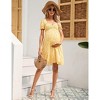 Coolmee Women Summer Maternity Mini Dress Sweetheart Neck Puff Sleeve Ruffle Baby Shower/Photoshoot Short Dress - 3 of 4