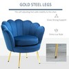 Resenkos Elegant Velvet Fabric Accent Chair, Leisure Club Chair with Gold Metal Legs, Lotus-Shaped Design, Blue - 4 of 4