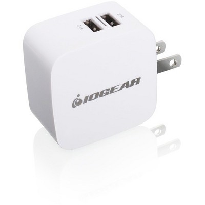 IOGEAR GearPower Dual USB 4.2A (20W) Wall Charger - 110 V AC, 220 V AC Input - 5 V DC/4.20 A Output