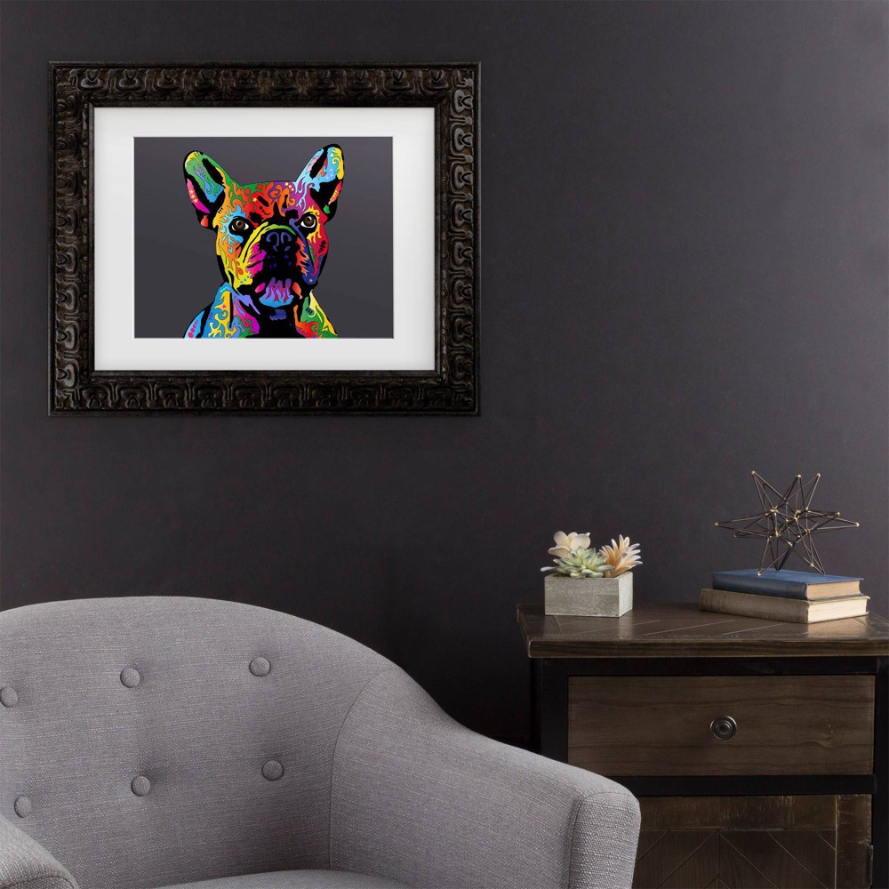 Trademark Fine Art 11"x14" Michael Tompsett French Bulldog Gray Matted Framed Art Dark Gold