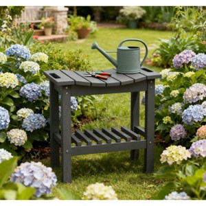 Waterproof Storage Shelf Bench, Gray HDPE Shower Stool with Handle & Non-Slip Pads for Indoor Outdoor Bathroom-3irtyhousy - 1 of 4