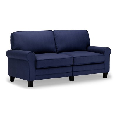 Navy Blue 73" Plush Rolled Arm Sofa with Wood Frame and Pillow Back