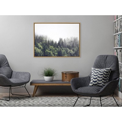Sylvie Lush Green Forest on a Foggy Day Framed Canvas - Kate & Laurel All Things Decor