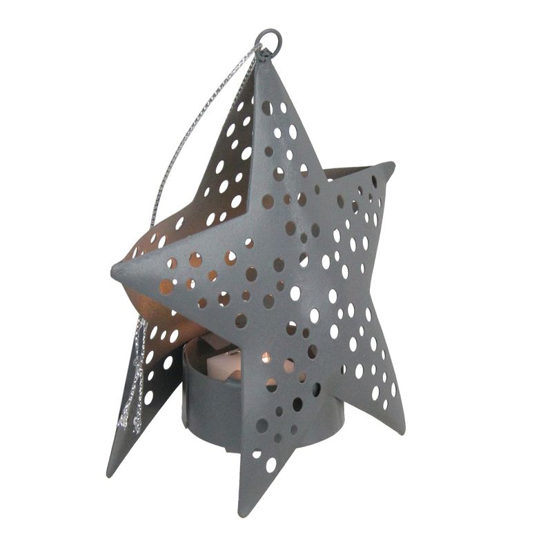 Northlight 4.5" Gray Lighted Round Cut-Outs Petite Star Christmas Ornament, 3 of 4