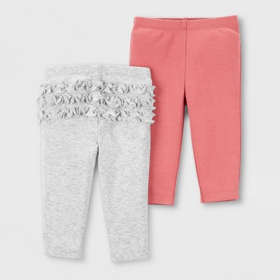 Image of Carter's Just One You® Baby Girls' 2pk Ruffle Pants - Heather Gray/Rust Brown 3M