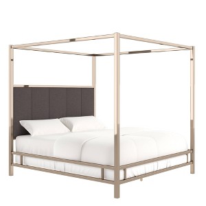 King Manhattan Champagne Gold Canopy Bed with Vertical Panel Headboard Charcoal - Inspire Q, Grey