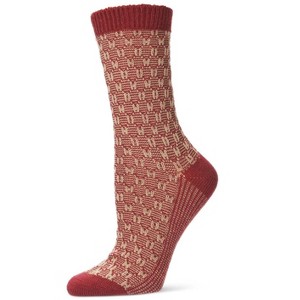 Memoi Women's Suited Threads Acrylic Knit Boot Socks Burgundy One Size - 1 of 4