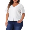 Agnes Orinda Women's Plus Size V Neck Short Sleeve Button Decor Loose Casual Blouses - 2 of 4