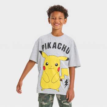 Boys' Pikachu Front Back Elevated Short Sleeve Graphic T-Shirt - Heather Gray