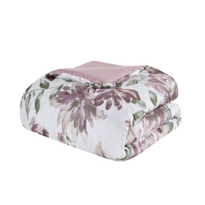 Queen Gray Floral Microfiber Bed in a Bag Set