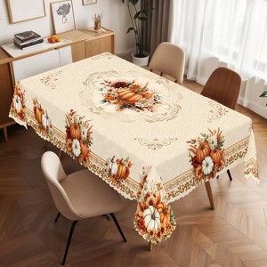 Fall Tablecloth Autumn Pumpkin and Maple Leaves Table Cover for Fall Harvest Thanksgiving Dinner Party Seasonal Home Decor - 1 of 4