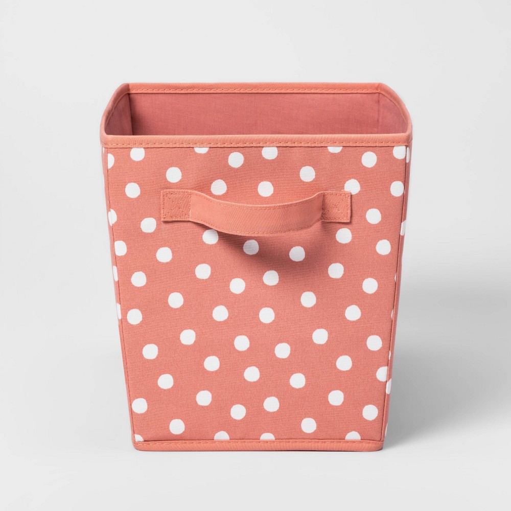 Large Canvas Dot Kids' Bin Rose Pink - Pillowfort™: Decorative Storage Basket, Cardboard & Polyester, 10"x15"x10"