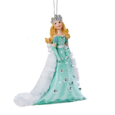 Kurt S. Adler 4" Ice Palace Princess with Floor Length Fur Tirm Cape Christmas Ornament - Teal Green