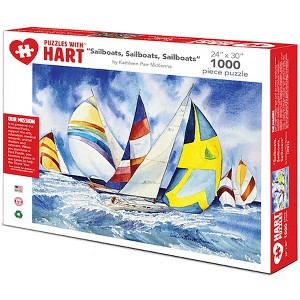 Hart Puzzles Sailboats by Kathleen Parr McKenna, 24 x 30 1000 Piece Puzzle - 1 of 4