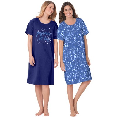 Dreams & Co. Plus Size 2-Pack Short-Sleeve Sleepshirt