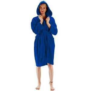 BC BARE COTTON Womens Hooded Robe Microfiber Plush Fleece Bathrobe - 1 of 4