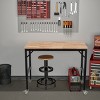 Heavy-Duty Adjustable Height Workbench with Wheels and Solid Wood Top for Garage 48in -3irtyhousy - 2 of 4