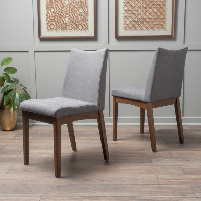 Upholstered Fabric Armless Dining Chairs Set of 2,Cushioned Dining Chairs with Wooden Legs,Kitchen Dining Room Chairs-Cuddlewood