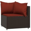 vidaXL Patio Loveseat Set - 2 Pieces Brown Poly Rattan with Cinnamon Red Cushions, Outdoor Corner Sofas - Garden/Patio/Deck - 3 of 4