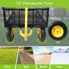 YONWAY Folding Utility Wagon  with 16" Flat Free Tires, Heavy Duty Mesh Steel 1400 Lbs Capacity Convertible 2-in-1 Handle and Removable Sides,Yellow - 4 of 4