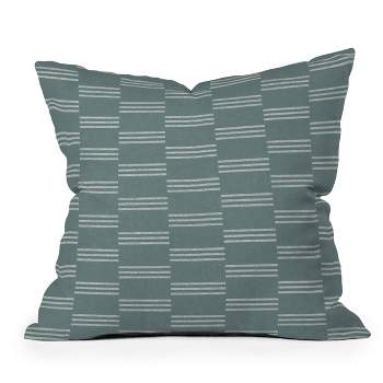 Little Arrow Design Co. Ella Tripe Stripe Outdoor Throw Pillow Teal - Deny Designs