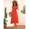 Seta T Women's Casual Sleeveless Wrap V Neck Flowy Ruffle Pleated Midi Dress with Belt - 3 of 4