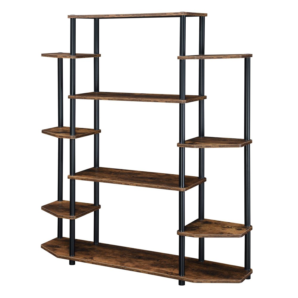 Photos - Garden & Outdoor Decoration Breighton Home Designs2Go No Tools Wall Unit Bookshelf in Barnwood/Black Poles