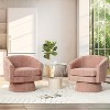 360° Swivel Lounge Chair – Plush Chenille Upholstery, Wooden Base with Ottoman, Adjustable (Beige/Grey/Green/Pink) for Living Room & Bedroom - 4 of 4