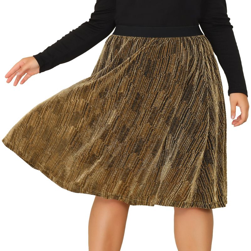 Agnes Orinda Women's Plus Size Metallic Party Disco Sparkle Faux Suede Skirts, 1 of 6