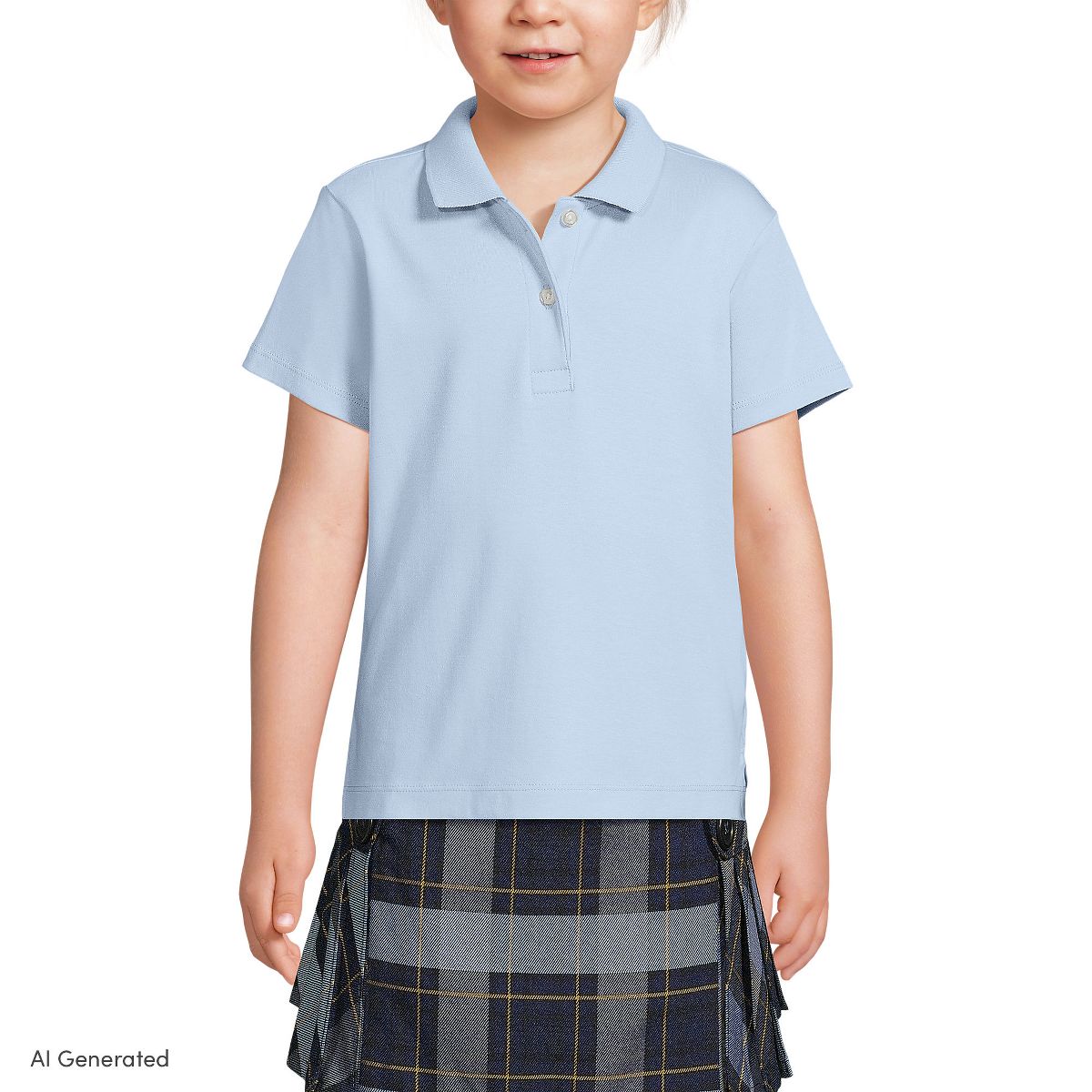 Lands' End School Uniform Kids Short Sleeve Feminine Fit Interlock Polo Shirt - thumbnail 6