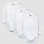 Honest Baby 3pk Organic Cotton Long Sleeve Duster Bodysuit - White