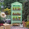 SEVOBAL Greenhouse Iron Pipe Steeple With 8 Pieces Grid Flower Stand With Zipper Rolling Door PE Green House Walk in Planting, Black, 70"*49"*8" - 2 of 4