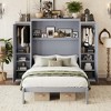 Polibi Wall-Mount Murphy Bed System with Dual Wardrobes, Shelf & Underbed Storage - 2 of 4