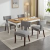 Okak Mid Century Dining Chairs Set of 2, Curved Linen Upholstered Back with Copper Nailheads, Solid Hardwood Frame Accent Chair - 3 of 4
