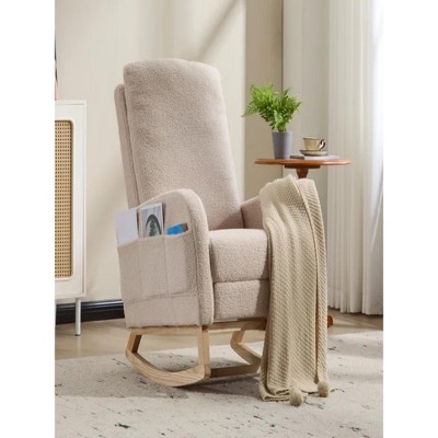35.43"Modern Accent Rocking Chair Rocking Chair with Solid Wood Legs