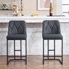 2PCS Fabric Upholstered Button-Tufted Back Counter Height Bar Stools with Padded Seat and Metal Frame for Kitchen - 2 of 4