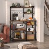 Aheaplus Kitchen Storage Shelf with Hooks, Coffee Bar Station with Power Outlets & LED Light, Bakers Rack with Pull-Out Basket - 2 of 4