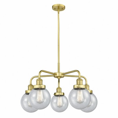 Beacon - 5 Light Stem Hung Chandelier In Art Deco Style-15.13 Inches Tall and 24 Inches Wide