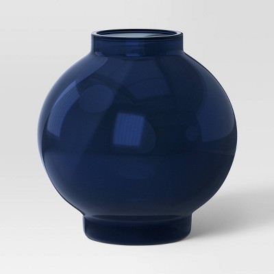 Blue Modern Glass Bottle Big Vase, Size: Large, Shape: Round Shaped